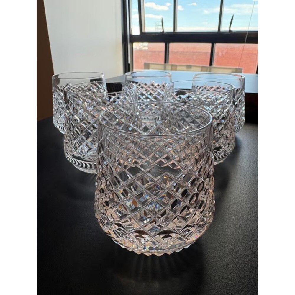 Set of 6 Waterford Cut Crystal Rocks Glasses Vintage Barware